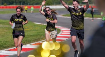 three participants on the track running