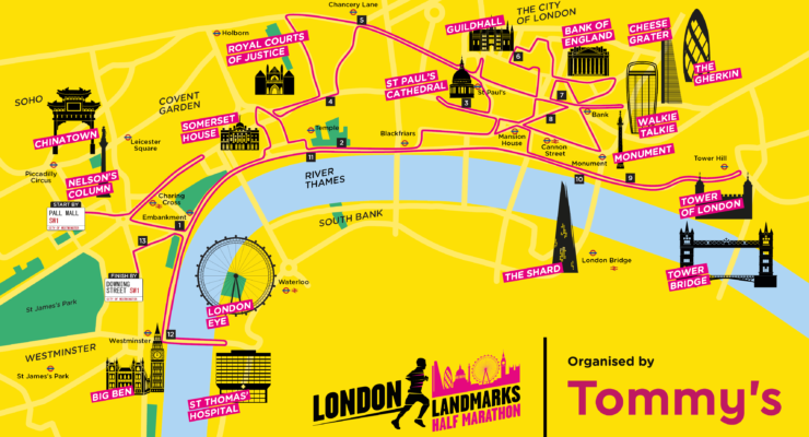 London Landmarks Half Marathon map