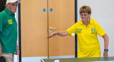 Woman playing table tennis