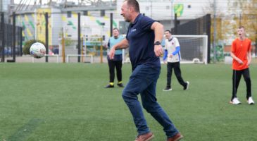 man on football pitch