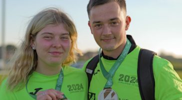 Boy and girl with medals