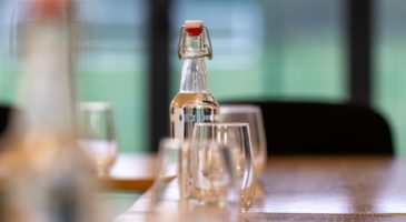 Bottle of water and glasses